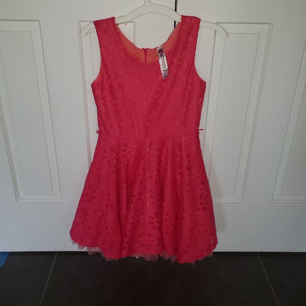 Knitworks Pink and Orange Lace Summer Dress - Girls Size 10